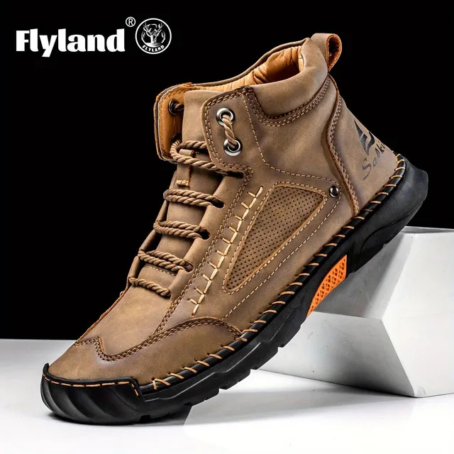 Herren Schnürstiefeletten mit Nähten, atmungsaktiv und rutschfest, mit Obermaterial aus PU-Leder - Ideal für Herbst und Winter