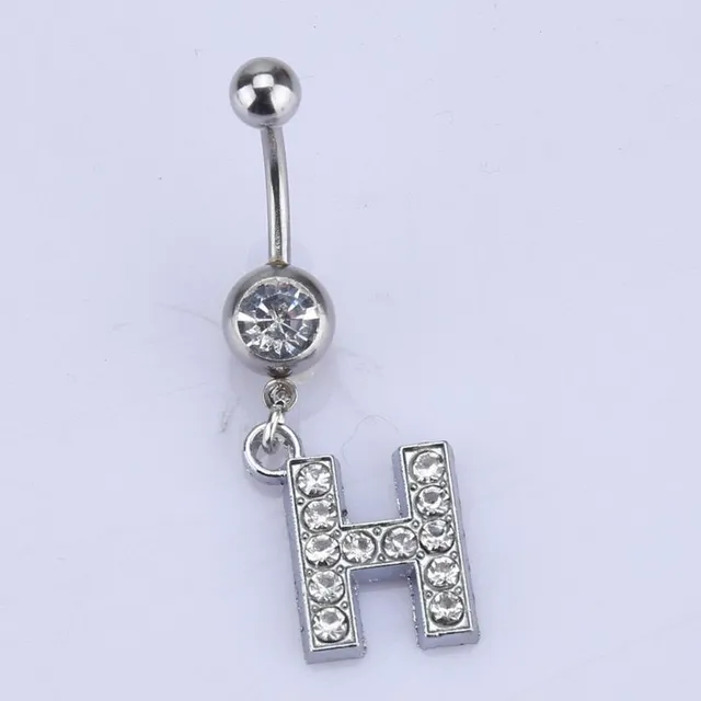 Stylish metal navel piercing with letter