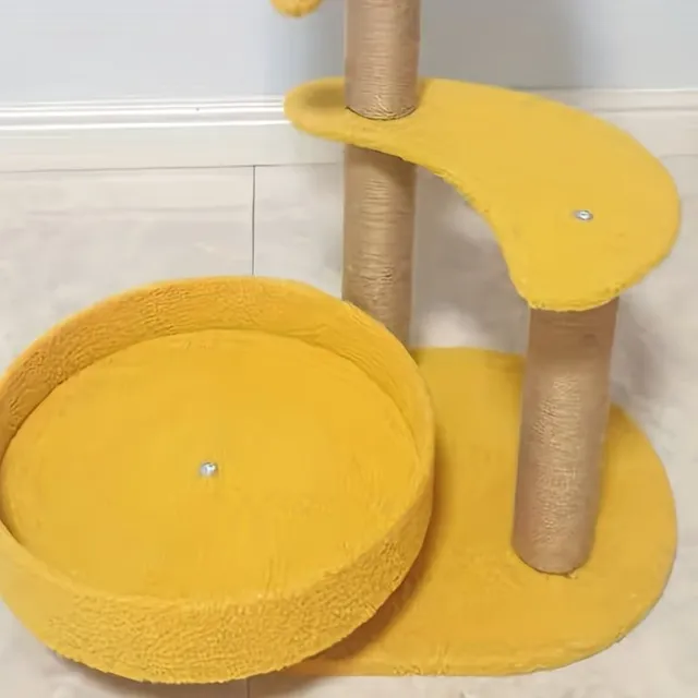 Cat tree in the shape of cactus Three-layer cat tower Resistant against wear Cat climbing tower Cat nest for cats in interior with sisal scratch and hanging stuffed toy