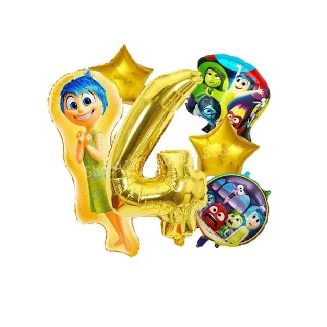 Ensemble de ballons d'anniversaire en aluminium avec numéro - personnages du film Vice-Versa 2