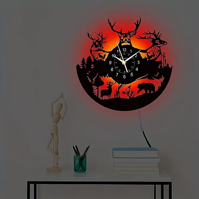 1pc Vinyl Wall Clock z Motif Deer - Silent Decor na ści