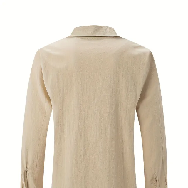 Men's breathable linen shirt in casual vintage style with long sleeves and buttons