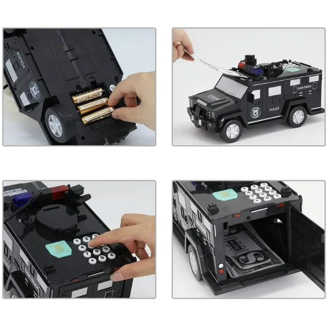 Elektroniczny kasy rejestracyjnej w kształcie samochodu policyjnego SafeMoney