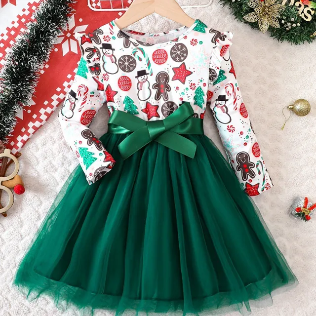 Tutu Christmas Girls' Tall Dress with Long Sleeve - Adorable and elegant festive outfit for children and toddlers, Ideal Gift