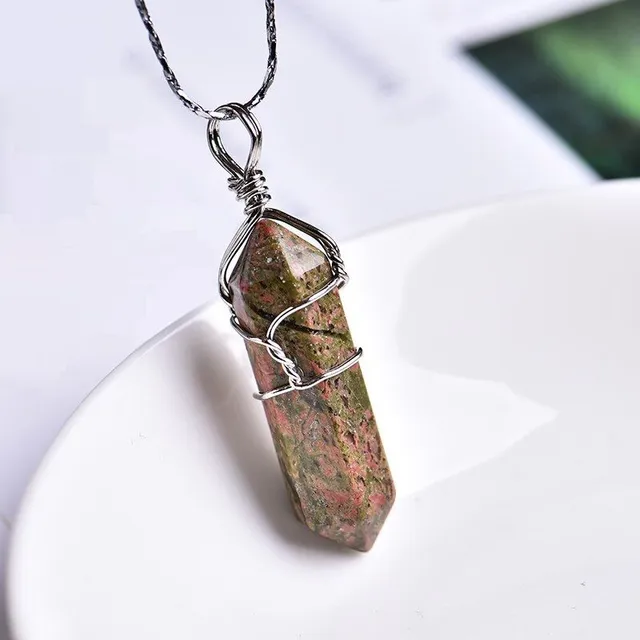 Necklace with natural crystal