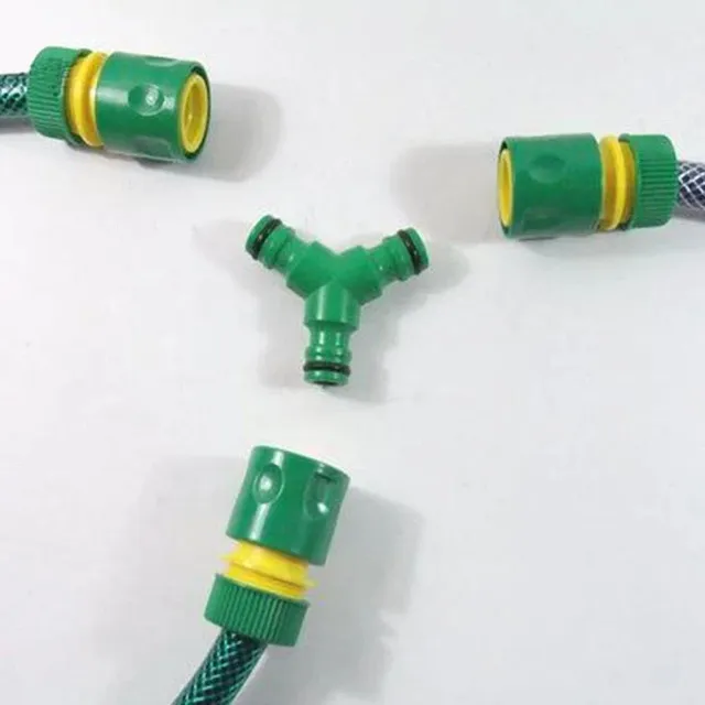 Three-way coupling for garden hoses