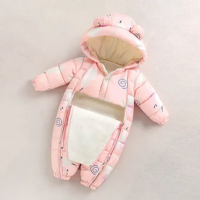 Combinaison automne/hiver pour bébé en coton épais avec capuche et manches longues