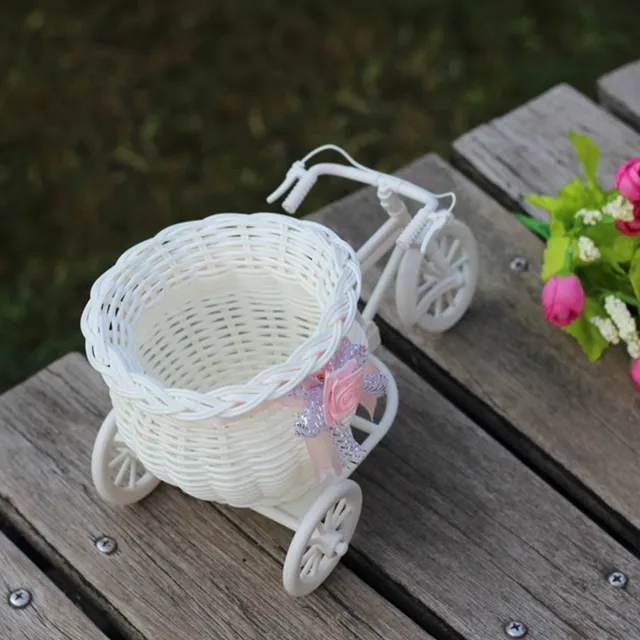 Decorative rattan basket with tricycle