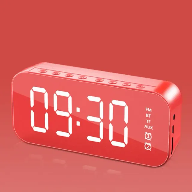 Horloge numérique électronique créative de voyage avec miroir LED et double réveil, haut-parleur sans fil pour musique