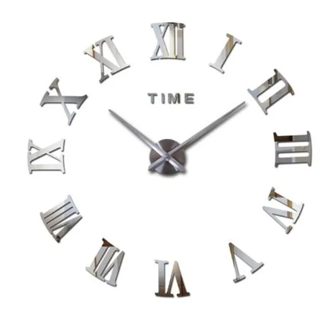 Štýlové 3D hodiny na stenu silver-2 40-60cm