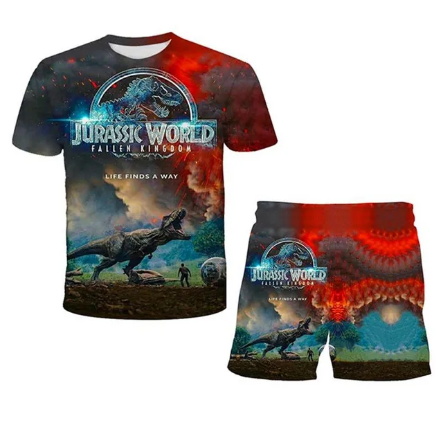 Kids summer sports set with Jurassic World print - T-shirt + shorts