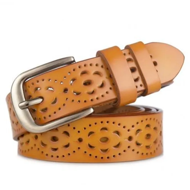 Women's leather belt with design details