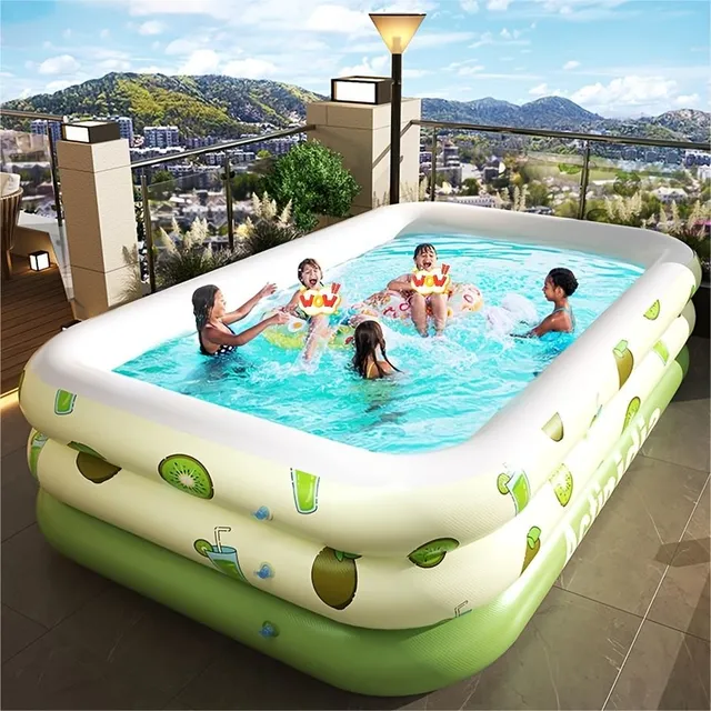 Piscine pliable en PVC pour usage familial en extérieur, grande et en matériau renforcé