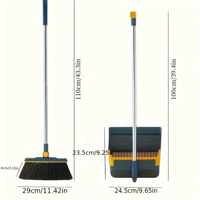 Čistenie podláh: Broom and blade set s dlhými rukoväťami a koncentrovanými kefkami