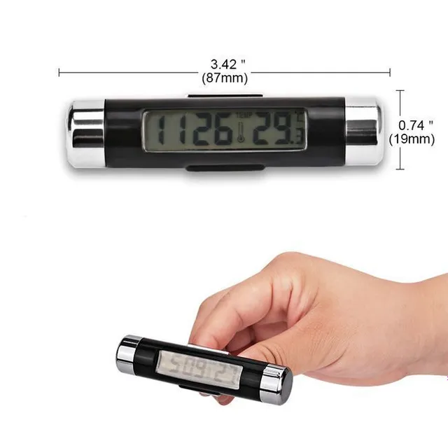 Car thermometer with clock and backlight