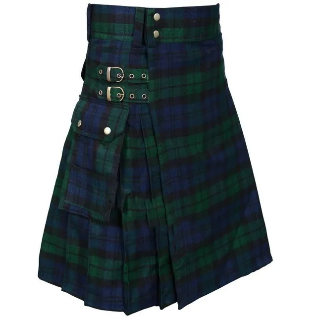 Niebiesko-zielony tartan Męskie szkockie kilty