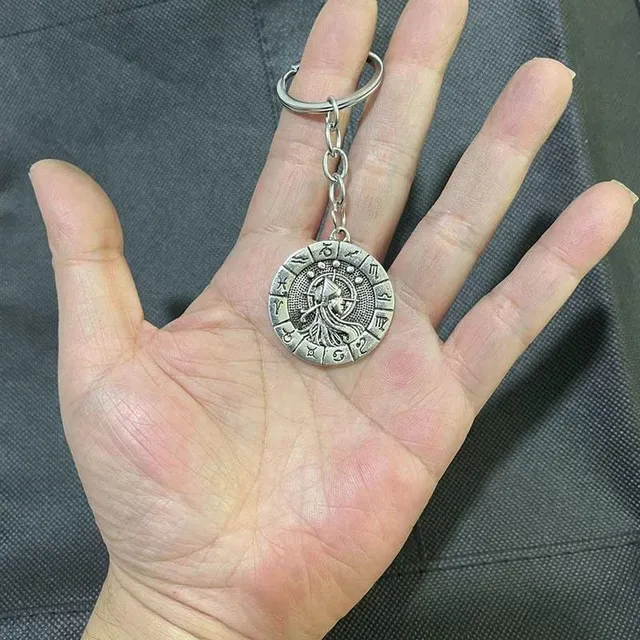 Keychain s 12 znakmi zverokruhu - Rakovina, Beran, Lev, Hmotnosť, Panna, Gemini