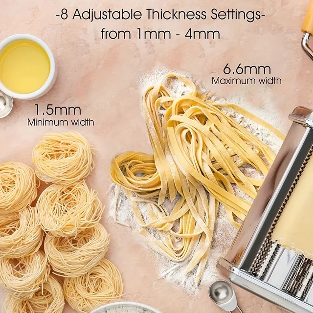Handmade pasta machine 150mm with slicer and handle