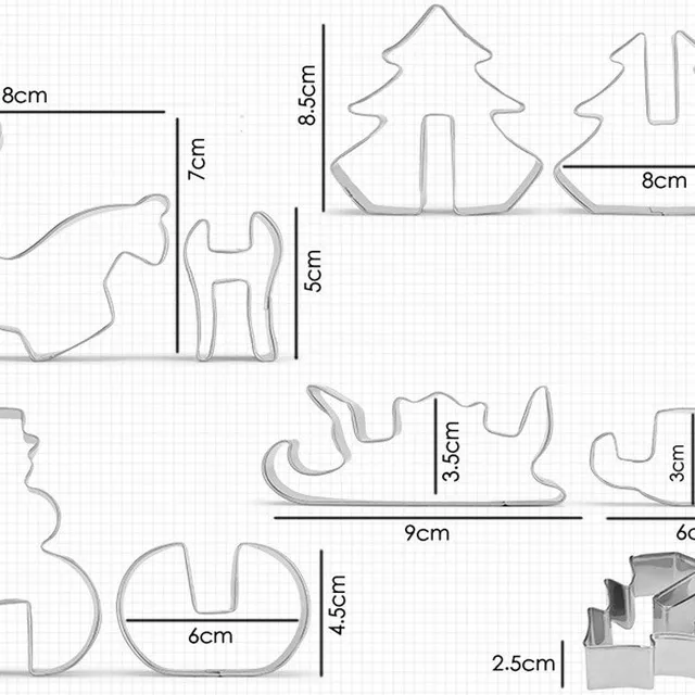 3D Christmas gingerbread cookie cutters, set of 8