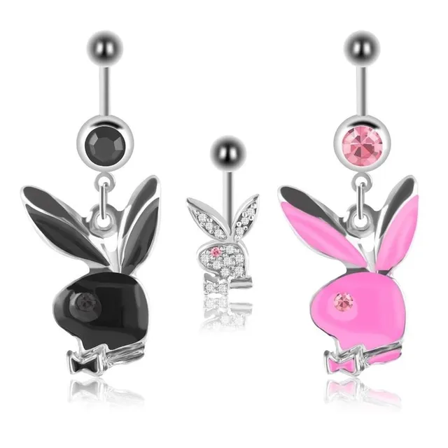 Fashion belly button piercing with Playboy bunny hanging ornament