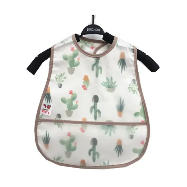 Children's impervious adjustable cotton bib with cartoon motifs