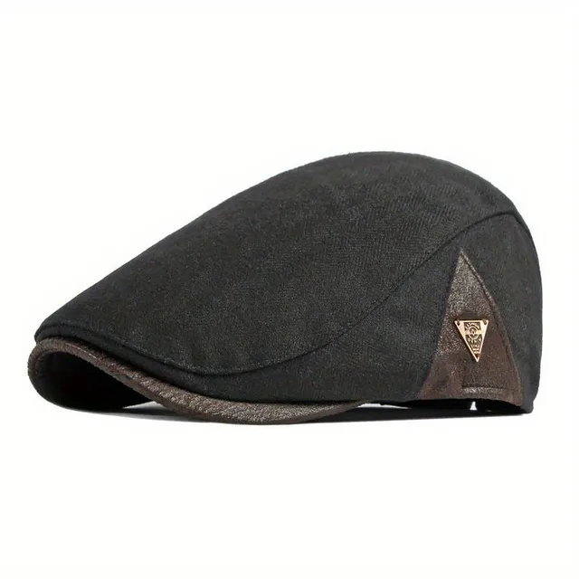 Baret bărbătesc de toamnă din țesătură herringbone