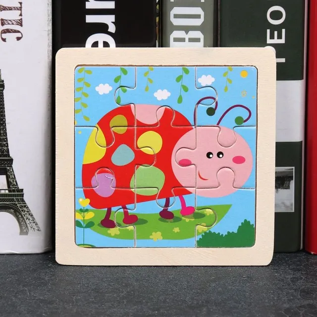 Children's wooden cute puzzle with animals