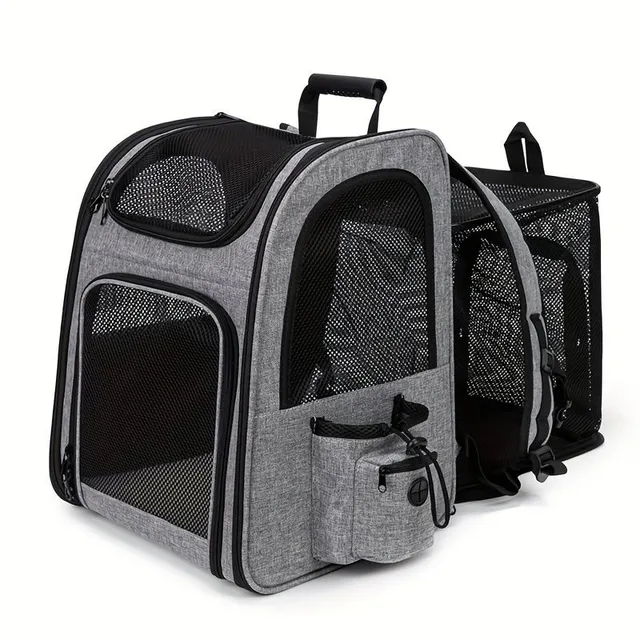 Expandable backpack for pets - Light, breathable from Oxford fabric with zipper