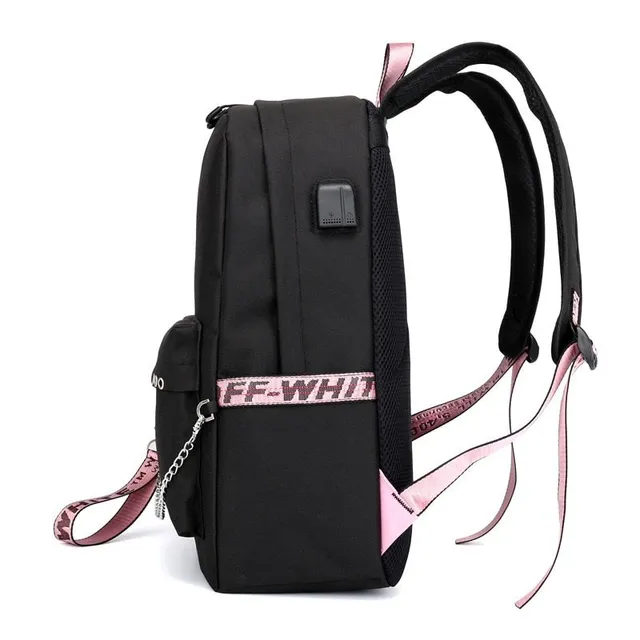 School bag with chain on the bottom pocket - Blackpink