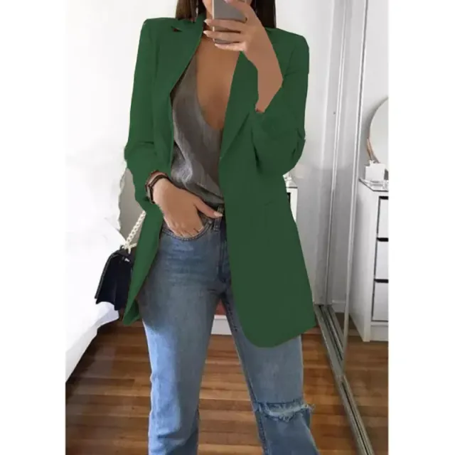 Manteau blazer oversized pour femme en une seule couleur à manches longues pour les loisirs et le bureau