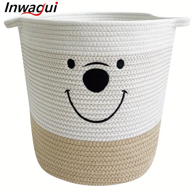 Large storage basket made of 100% cotton rope with practical handles - For order in every corner