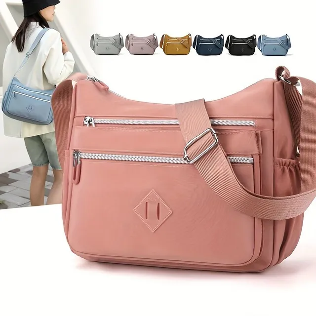 Voděodolná crossbody taška z nylonu s více kapsami na každodenní nošení