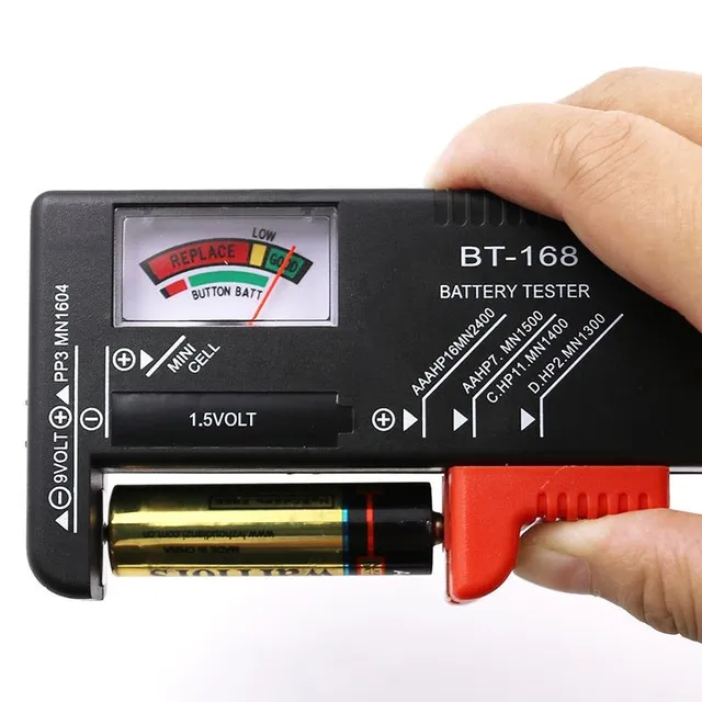 Tester universal de baterii AA/AAA/C/D/9V/1,5V BT-168 cu afișaj colorat de măsurare a voltmetrului