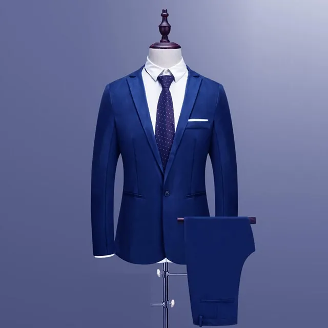 Męski garnitur slim fit w różnych kolorach - zestaw spodni, marynarki i kamizelki