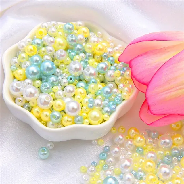 150pcs/Packaging Mix Sizes 3/4/5/6/8mm Beads With Hole Colorful Pearls Round acrylic Imitation Pearl DIY For Jewelry &amp; Handmade Work