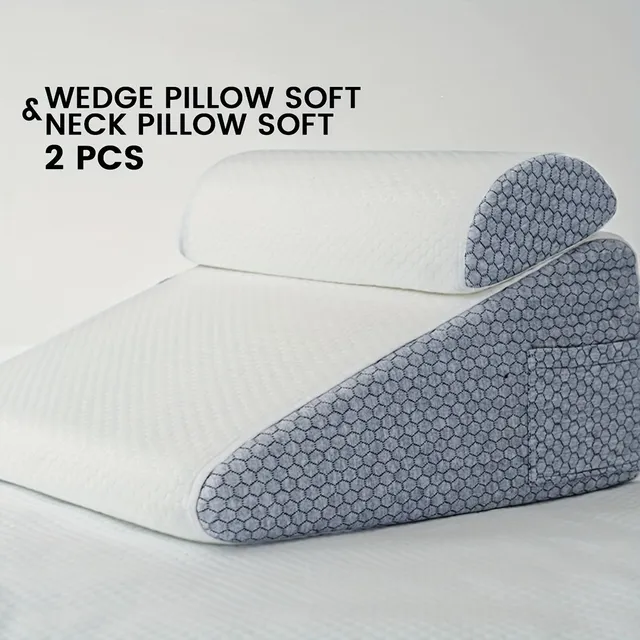 Sleeping wedge 3v1 with breathable air layer and memory foam, suitable for sleep, postoperative care and relief from heartburn.