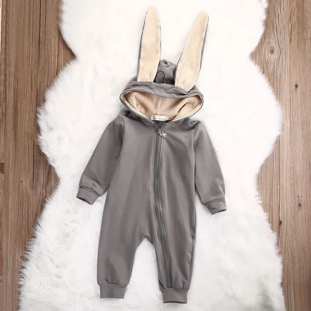 Children's jumpsuit with bunny ears - grey