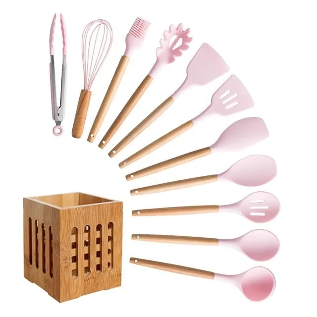 Kitchen utensils set in stand 12 pcs