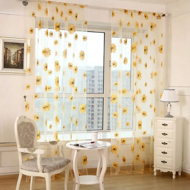 Beautiful curtain decorated with flowers - 3 colors