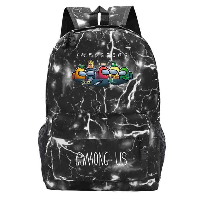 School backpack printed with Among Us characters