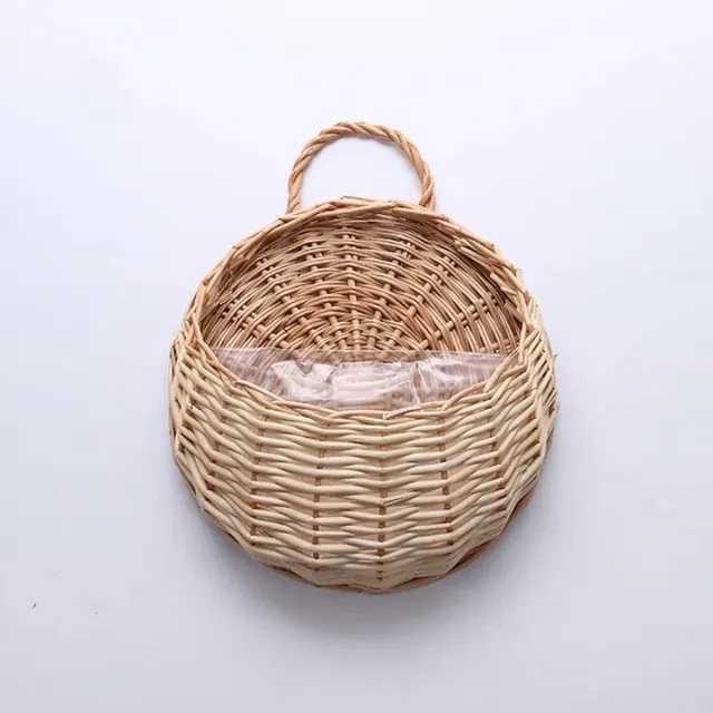 Hand-woven rattan pot for hanging on the wall - 2 colors