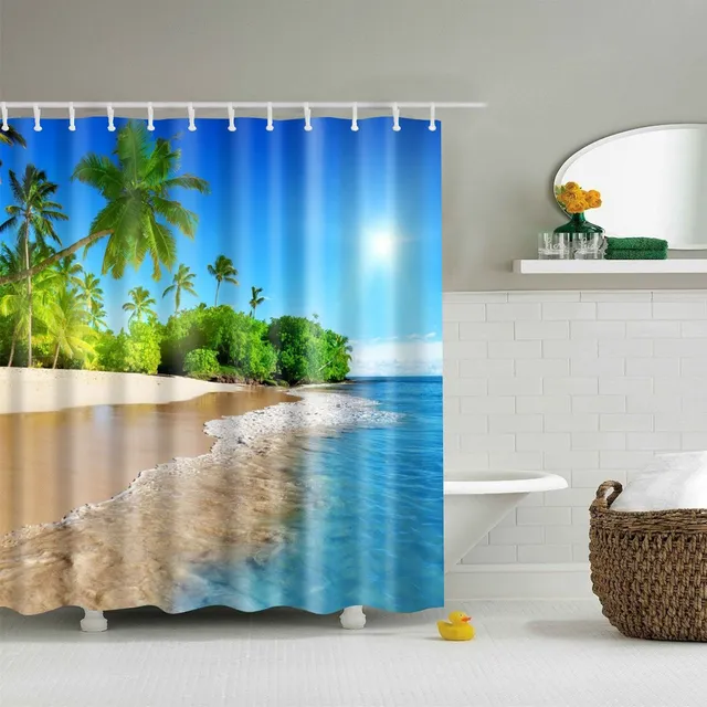 Shower curtain with nature motif