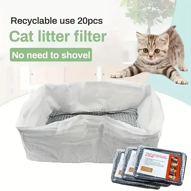 Versatile re-usable litter for cat droppings (10 pcs) - Hygienic inserts for cat toilets with filter for easy maintenance