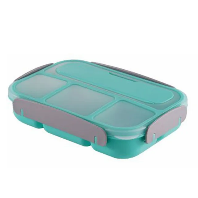 Uzavíratelný svačinový nebo obědový box s plastovou vidličkou