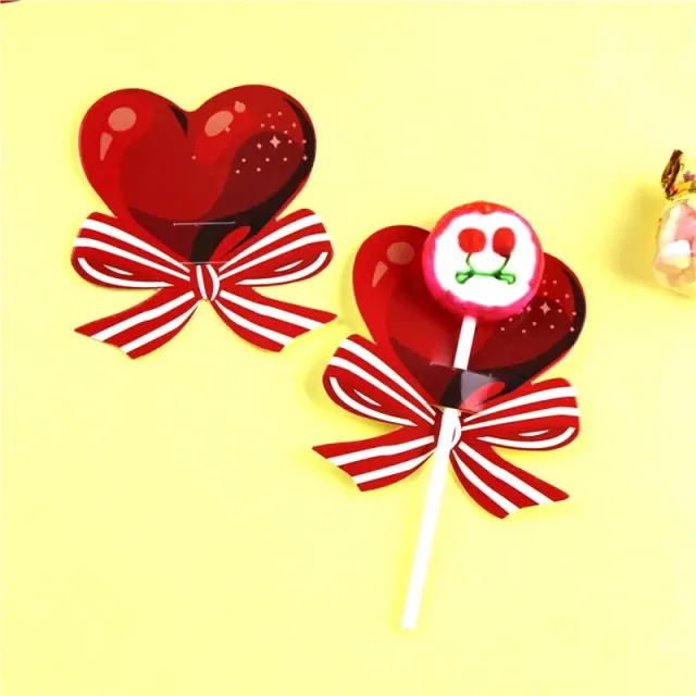 50 pcs of red heart paper wrappers for lollipops for Valentine's Day party