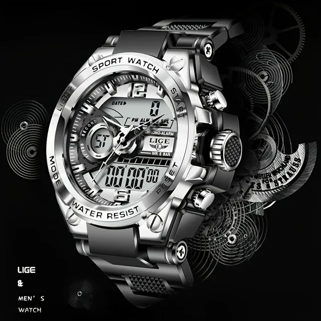 Men's digital sports watch - water resistant, LED - various colours