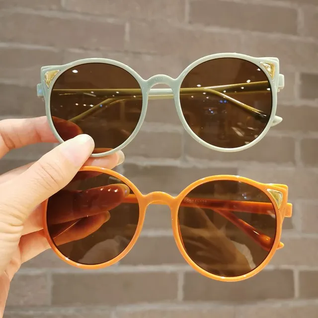Stylowe dziecięce okrągłe okulary przeciwsłoneczne z kocimi uszami - różne kolory Shandiin