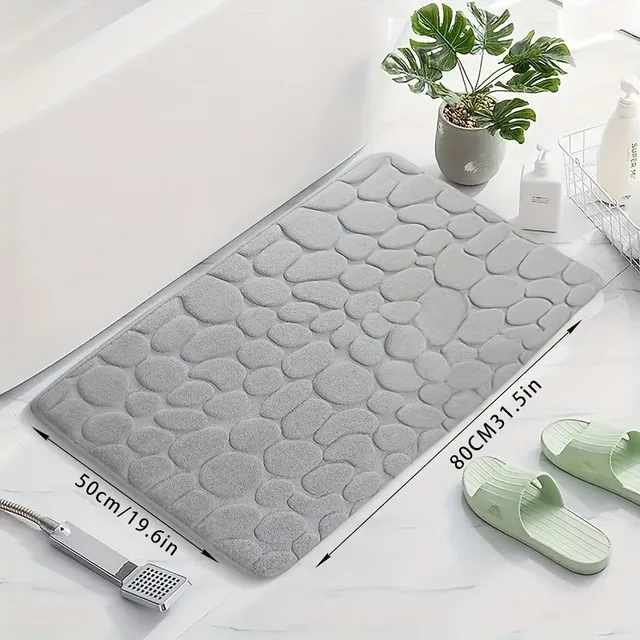 Set of 3 pieces of bathroom mats made of memory foam, anti-slip bath rug, U-shaped toilet mat, soft comfortable shower carpet, bath mat with stone printing monochrome, bathroom decoration, bathroom decoration, kitchen