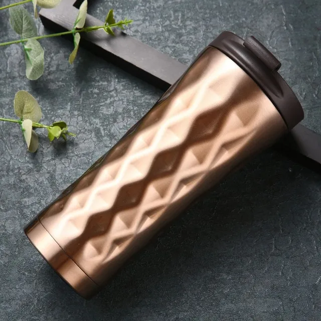 Stainless steel travel mug with straw