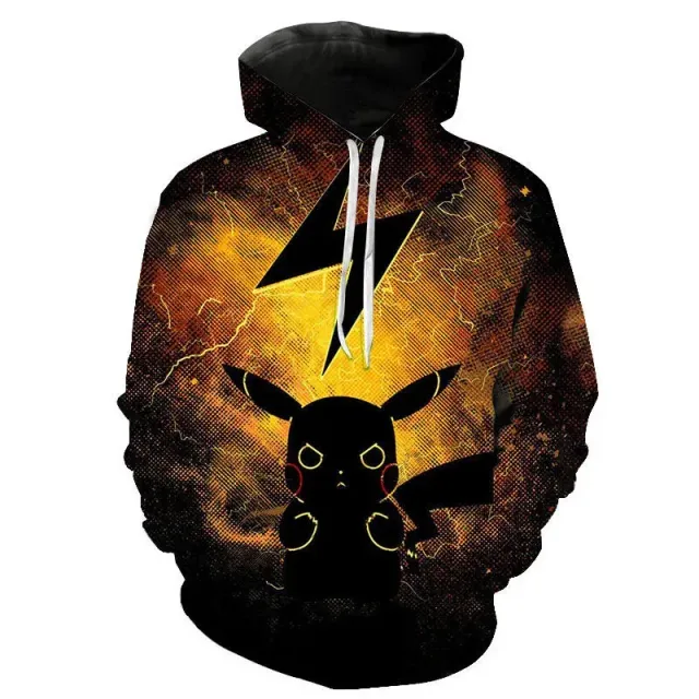 Stylish unisex hoodie with kangaroo and Pokémon Pikachu print